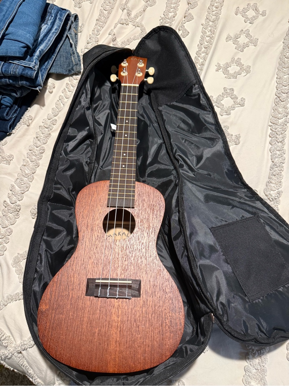 Makala Ukulele Mahogany Soprano Ukulele with Gig Bag - Brown NwoT and Books